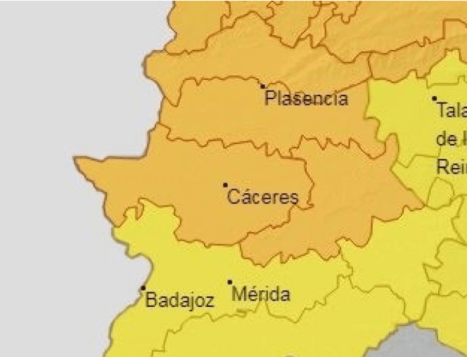 Extremadura permanece este lunes en alerta por fuertes rachas de viento