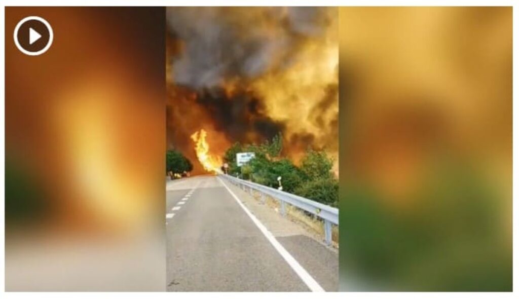 Evacuan Casas de Miravete por el fuego que amenaza Monfragüe