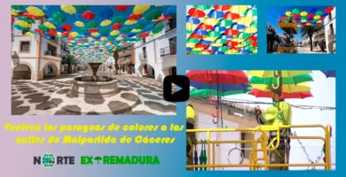 Vuelven los paraguas de colores a las calles de Malpartida de Cáceres