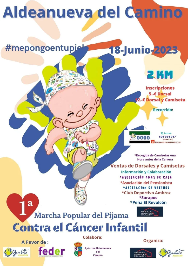 Primera marcha popular del pijama contra el Cancer Infantil en Aldeanueva del Camino