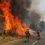 Un incendio en Plasencia activa el nivel 1 del Plan Infoex y corta la N-630 por peligro extremo