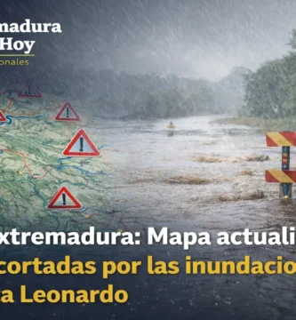 Alerta en Extremadura: Mapa actualizado de carreteras cortadas por las inundaciones y la borrasca Leonardo