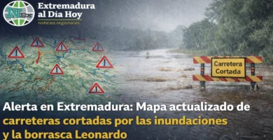 Alerta en Extremadura: Mapa actualizado de carreteras cortadas por las inundaciones y la borrasca Leonardo