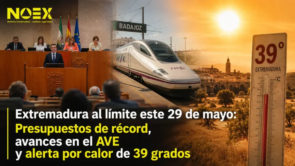 Extremadura al límite este 29 de mayo: Avances en el AVE y alerta por calor de 39 grados