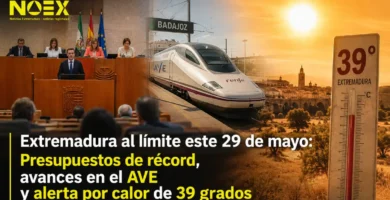 Extremadura al límite este 29 de mayo: Avances en el AVE y alerta por calor de 39 grados