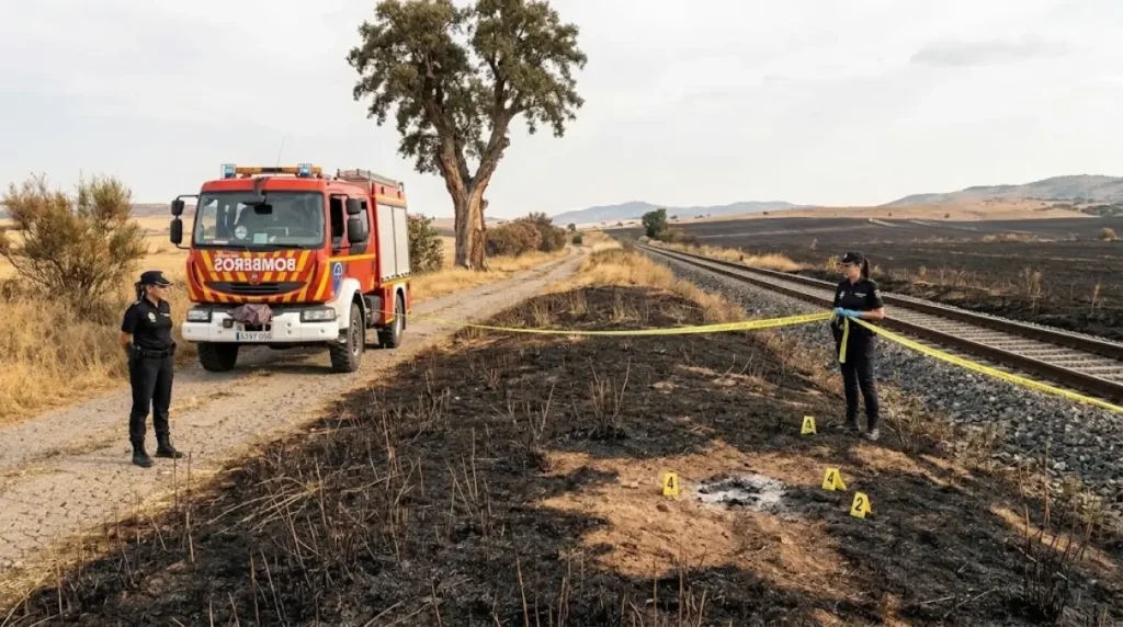 Tragedia en Almendralejo: Un incendio de pastos junto a la vía del tren se cobra la vida de un octogenario
