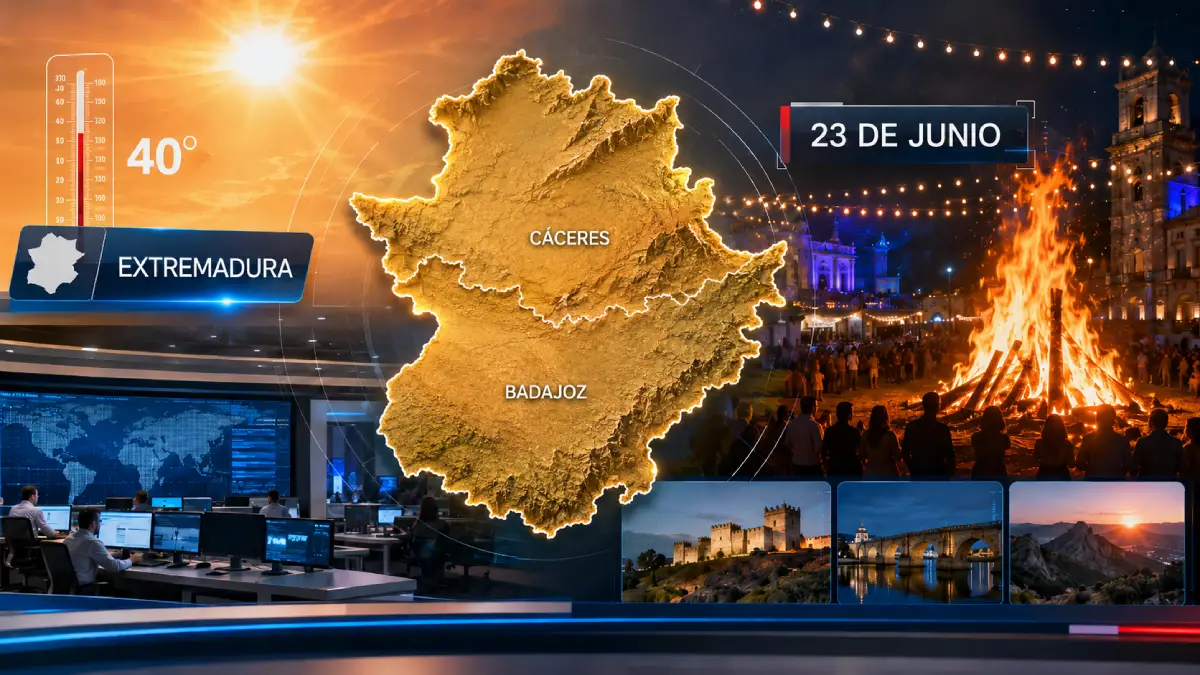 Extremadura hoy 23 de junio de 2026: calor extremo, San Juan e incendios