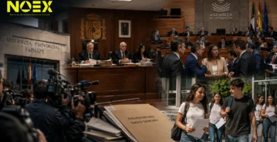 Extremadura amanece bajo el foco nacional: El banquillo del Caso David Sánchez y el pulso político en la Asamblea