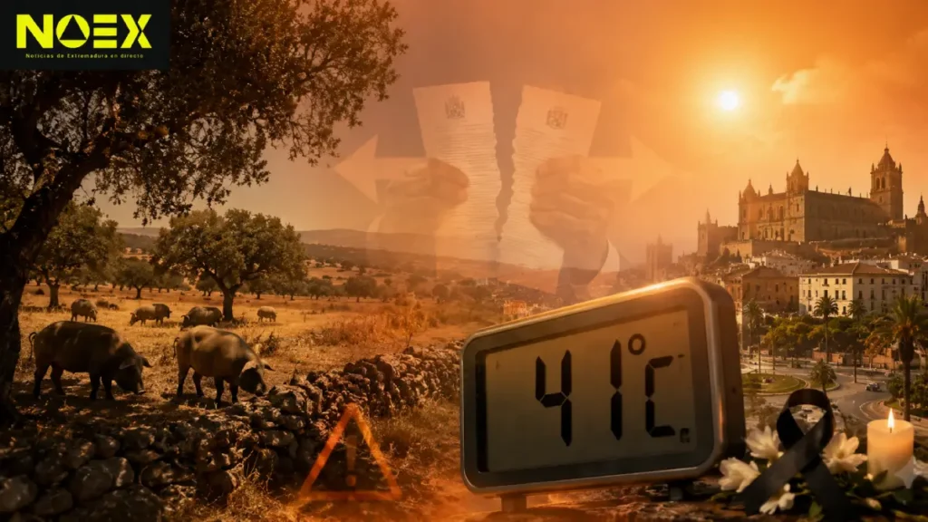 Extremadura hoy: alerta naranja por 41°C; fin de la fusión y luto