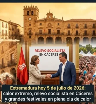 Extremadura hoy 5 de julio de 2026: alerta por 43 grados y relevo socialista en Cáceres