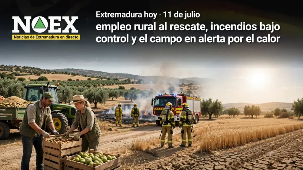 Extremadura hoy 11 de julio: Incendios bajo control y el campo en alerta por el calor