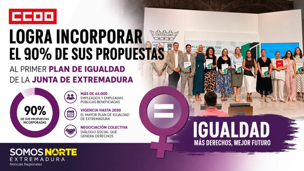 CCOO logra incorporar el 90% de sus propuestas al primer Plan de Igualdad de la Junta de Extremadura