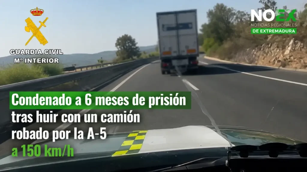 Condenado a 6 meses de prisión tras huir con un camión robado por la A-5 a 150 km/h