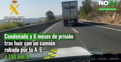 Condenado a 6 meses de prisión tras huir con un camión robado por la A-5 a 150 km/h