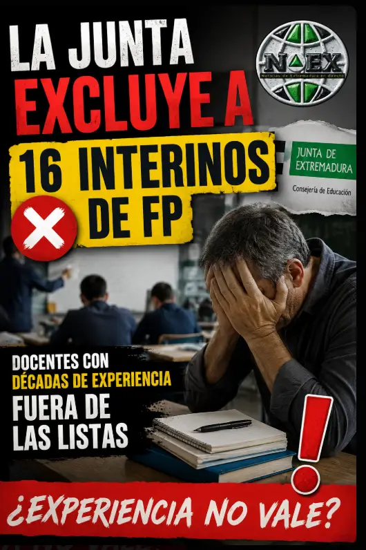 La Junta excluye a 16 interinos de FP en Extremadura