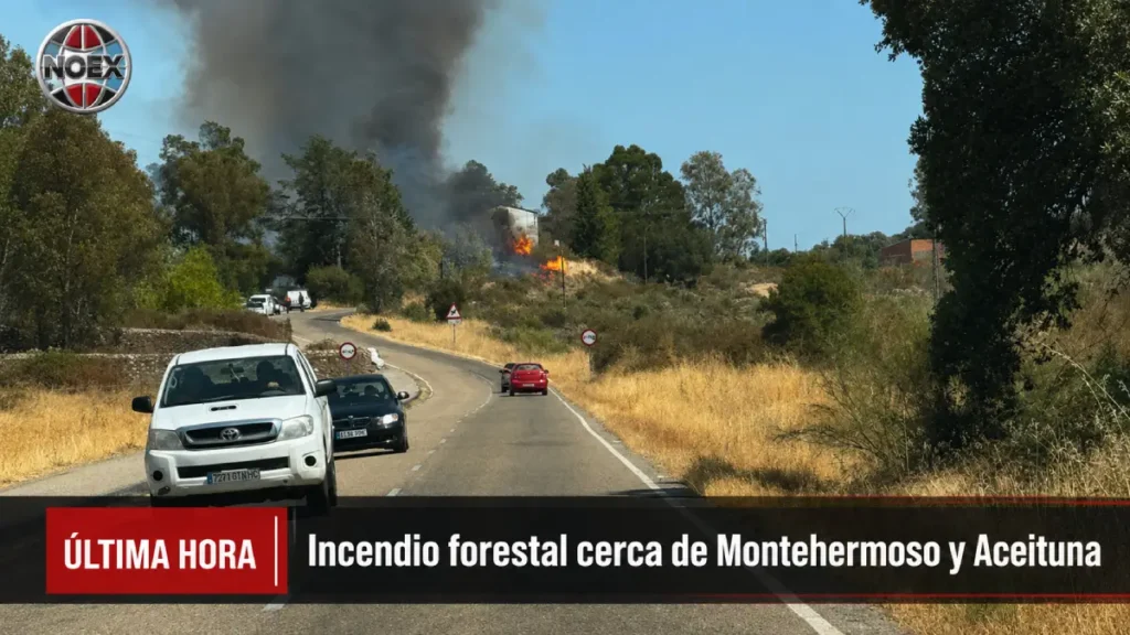 ÚLTIMA HORA | Incendio forestal entre Montehermoso y Aceituna: el INFOEX trabaja cerca del embalse