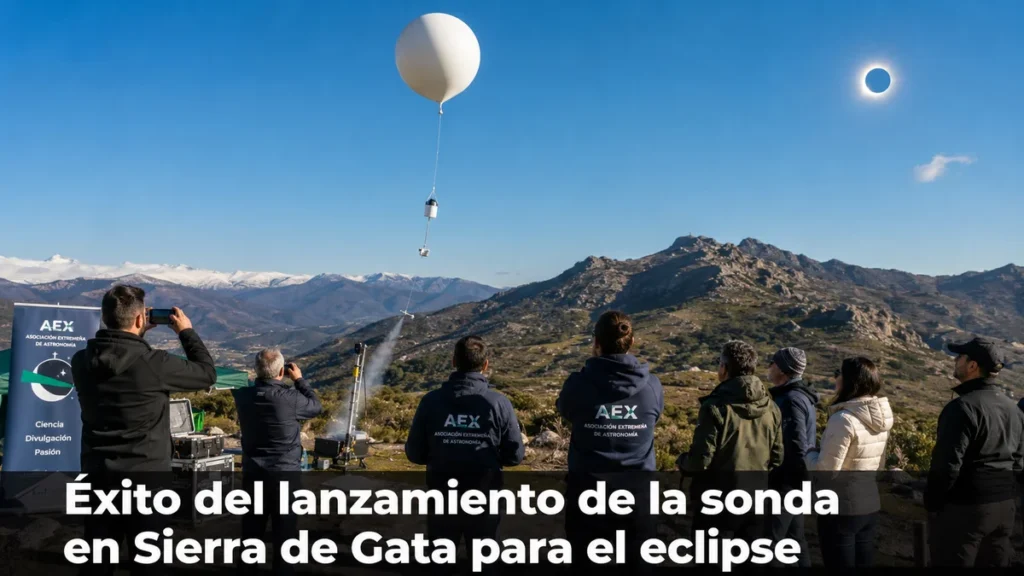 Éxito del lanzamiento de la sonda en Sierra de Gata para el eclipse