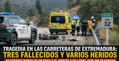 Tres fallecidos en accidentes de tráfico en Extremadura
