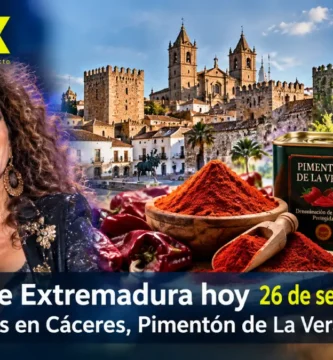 Noticias de Extremadura hoy 26 de septiembre 2026: Rosario Flores en Cáceres, Pimentón de La Vera y tiempo