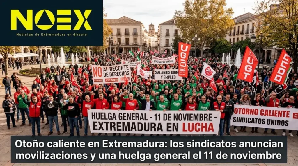 Otoño caliente en Extremadura: los sindicatos anuncian movilizaciones y una huelga general el 11 de noviembre