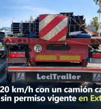 Pillado a 120 km/h con un camión cargado de vigas y sin permiso vigente en Extremadura