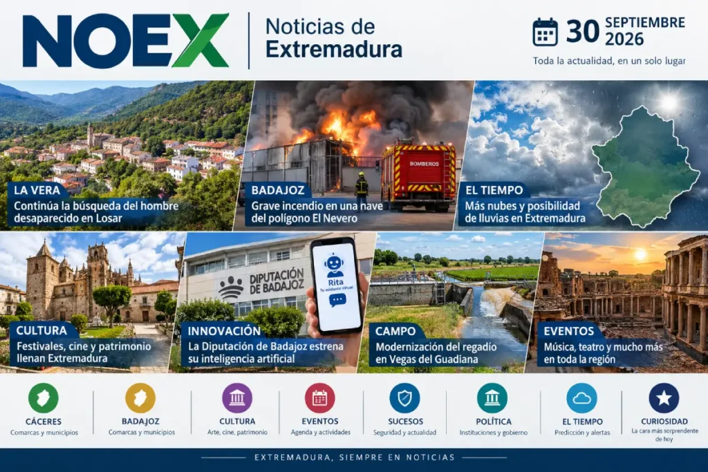 Portada Noticias Extremadura hoy 30 septiembre
