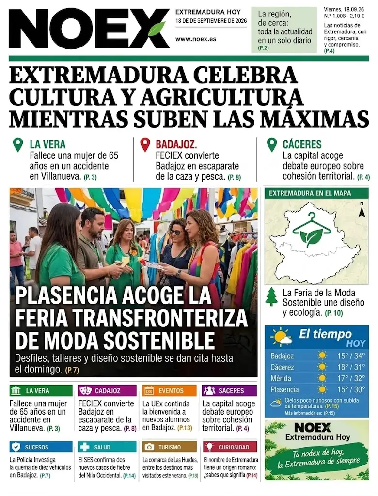 Noticias de Extremadura hoy 18 de septiembre 2026: Conexión a Portugal, PAC y sucesos
