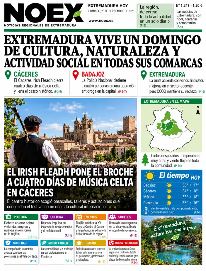 Noticias de Extremadura hoy 20 de septiembre 2026: Dependencia, castaña y tiempo