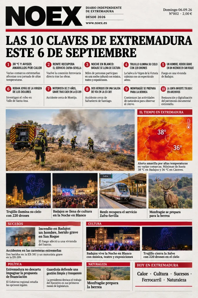 Extremadura Hoy 6 de Septiembre 2026: Drones en Trujillo, Noche en Blanco y AMUS