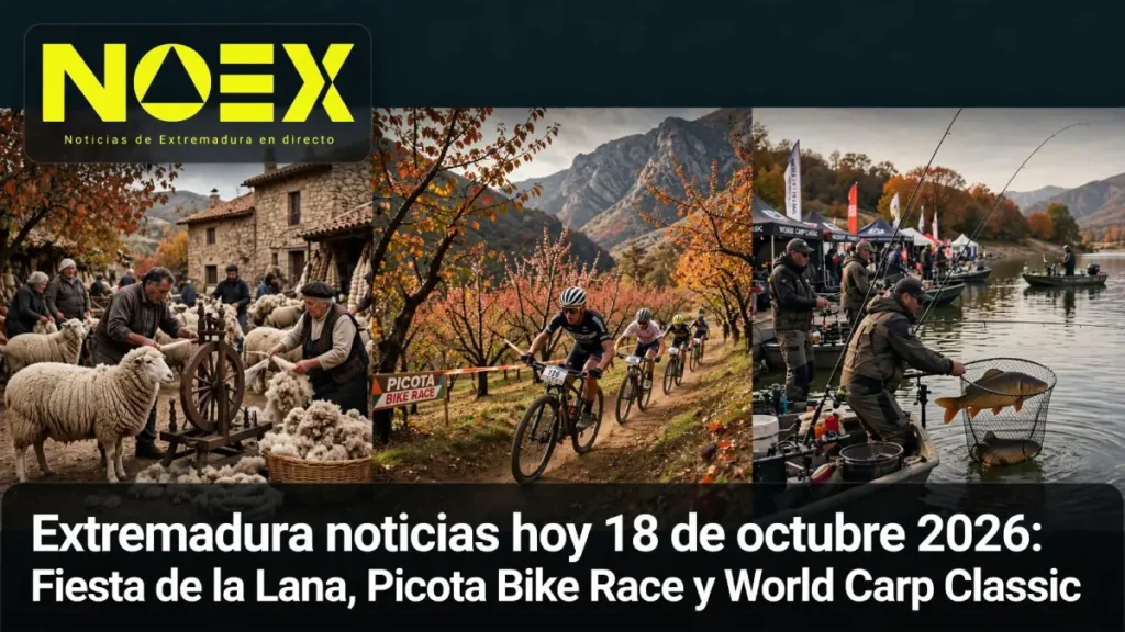 Extremadura noticias hoy 18 de octubre 2026: Fiesta de la Lana, Picota Bike Race y World Carp Classic