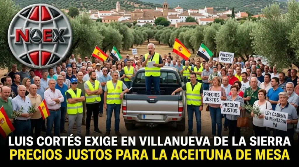 Luis Cortés exige en Villanueva de la Sierra precios justos para la aceituna de mesa