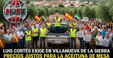 Luis Cortés exige en Villanueva de la Sierra precios justos para la aceituna de mesa