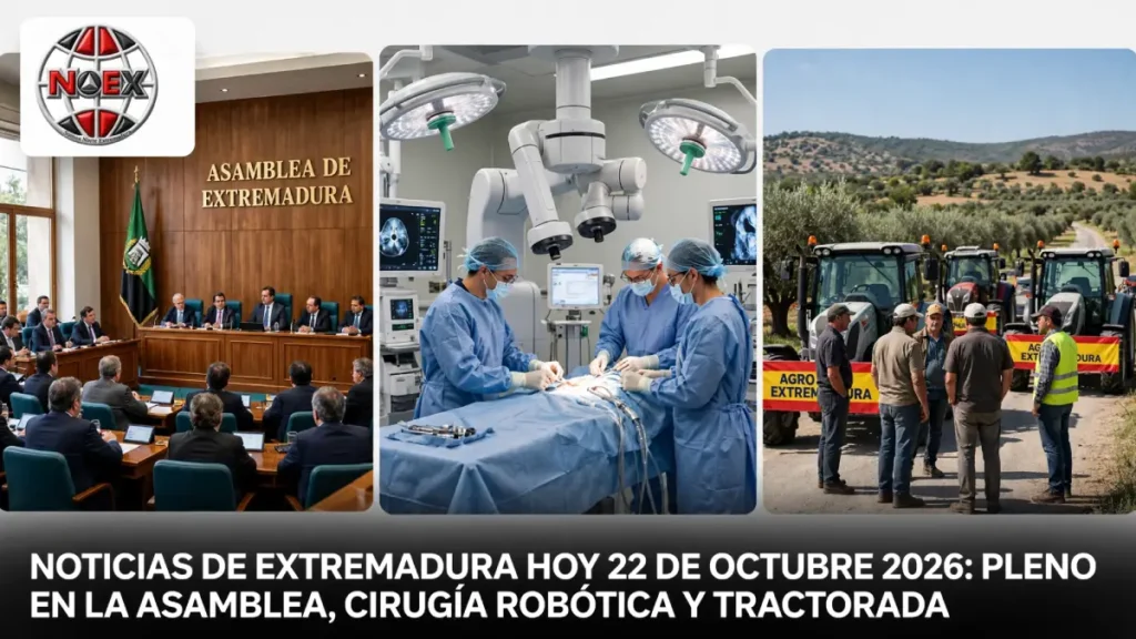 Noticias de Extremadura hoy 22 de octubre 2026: Pleno en la Asamblea, cirugía robótica y tractorada