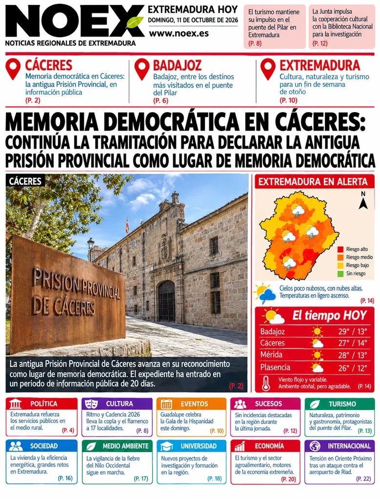 Portada Noticias de Extremadura hoy 11 de octubre 2026