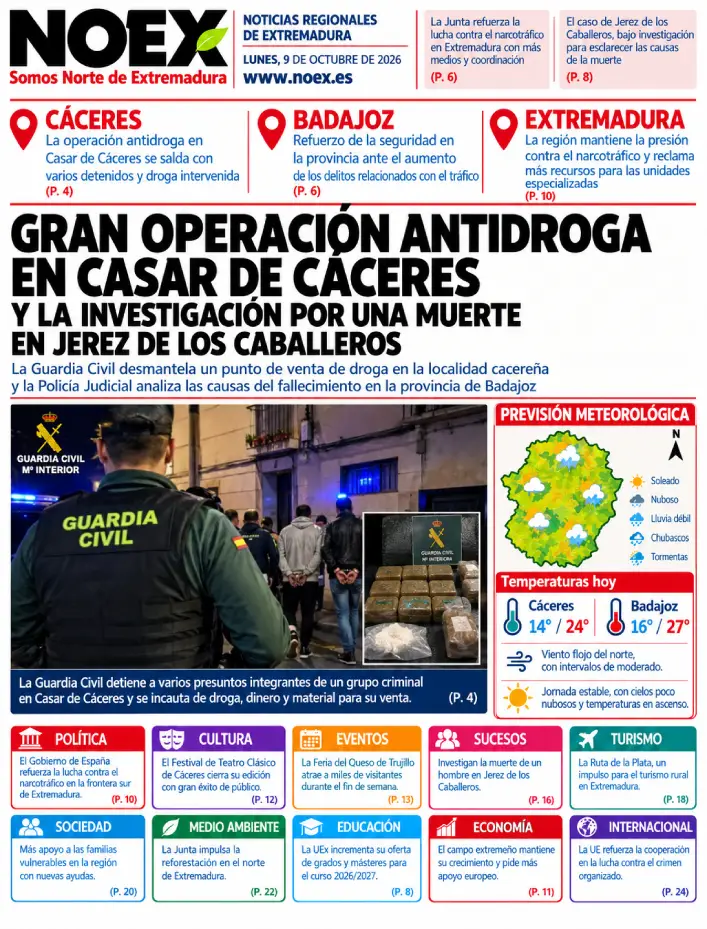 Noticias de Extremadura hoy 9 de octubre 2026