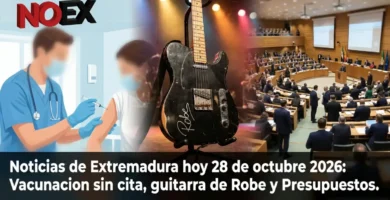 Noticias de Extremadura hoy 28 de octubre 2026: Vacunación sin cita, guitarra de Robe y Presupuestos